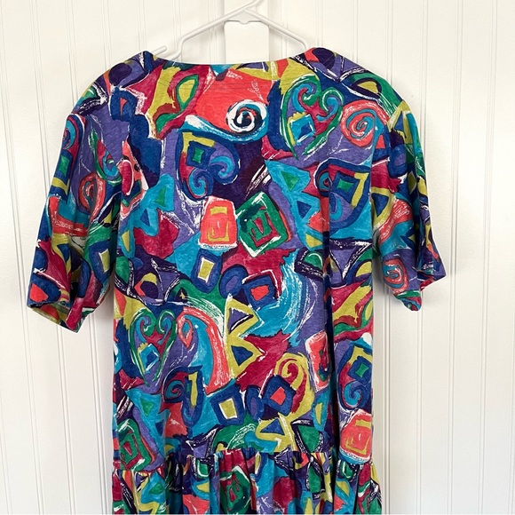 Vintage Colorful Maxi Dress Casual Wild Crazy Pattern Unique Artsy Abstract 14 - Picture 4 of 14